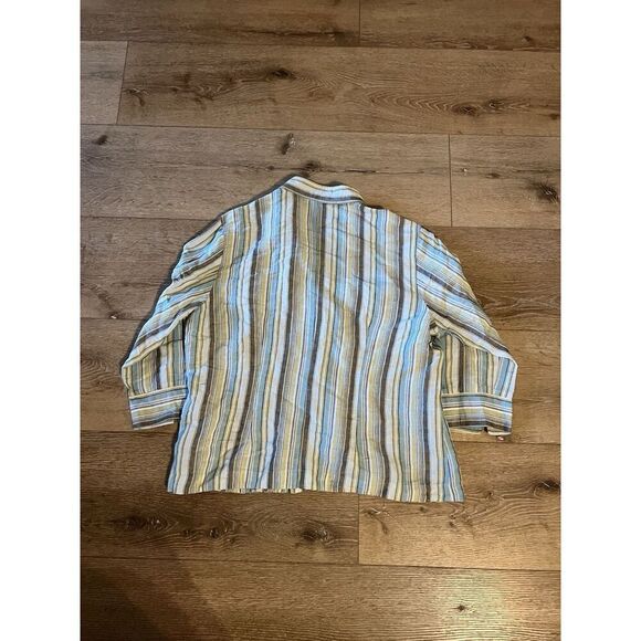 Van Heusen Womens Multicolor Striped Linen Long Sleeve Shirt Button Up XL NWT - Picture 2 of 3